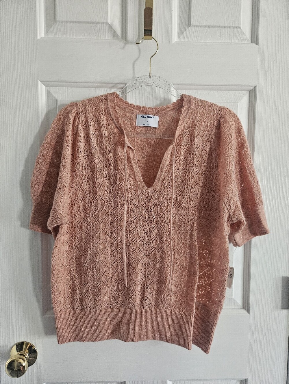 NWT Old Navy Wool Blend Elbow Puff Sleeve Knit Sweater- Falling Petal